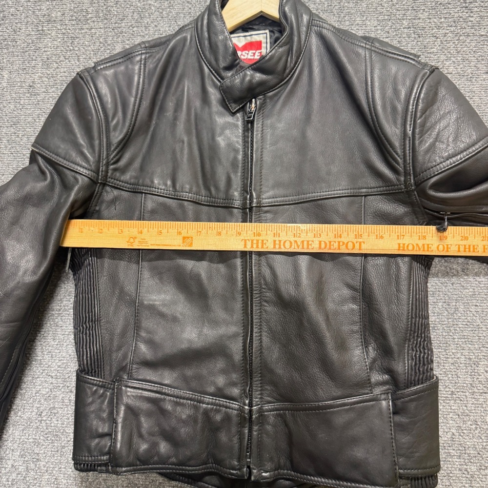 VTG Marsee Leather Jacket Men's Sz 38 Small Full Zip Motorcycle Grunge Black - Picture 11 of 16